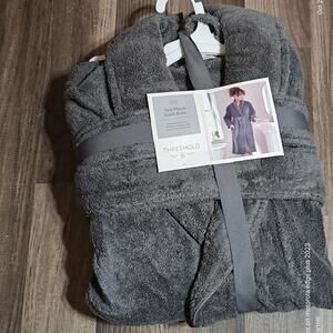 S/M Spa Plush Bath Robe Dark Gray - Threshold